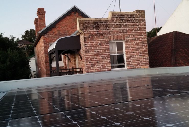 LG mono X solar panels on roof thanks to solar system rebate