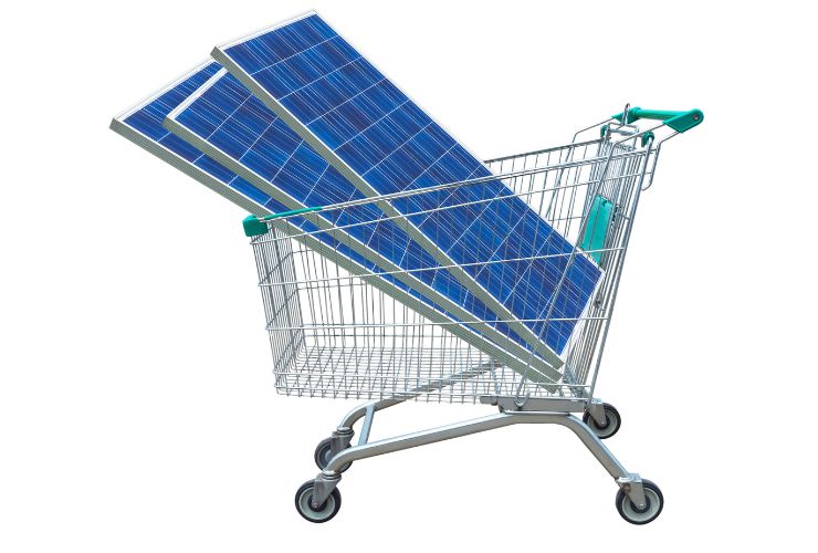 solar panels module in shopping trolley