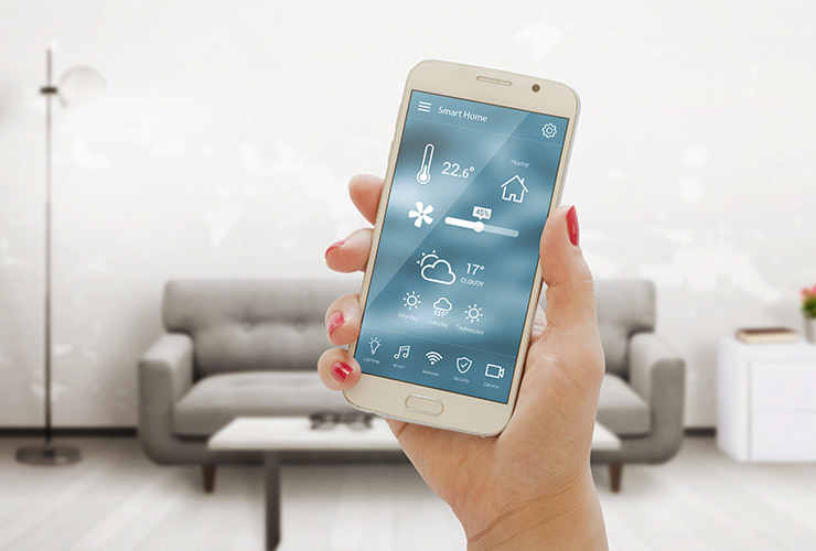Home temperature, safety and environment control on mobile app.