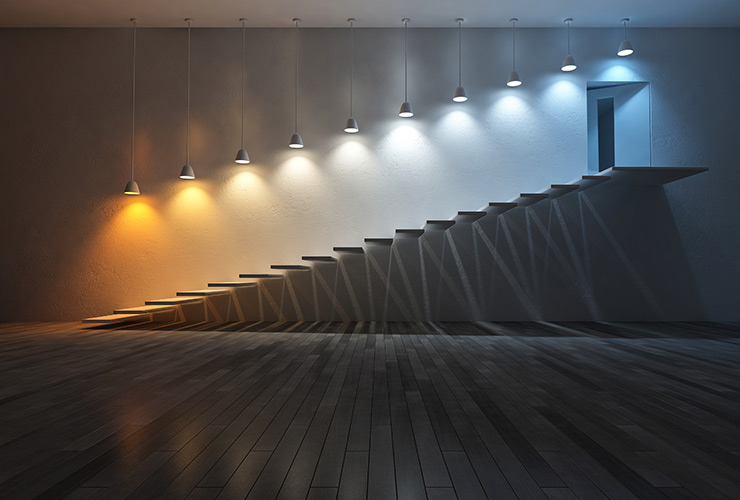 image of lamps hanging and showing what different lumen looks like 