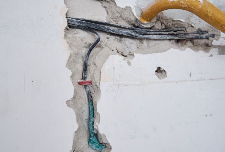 water damaged electrical wiring 