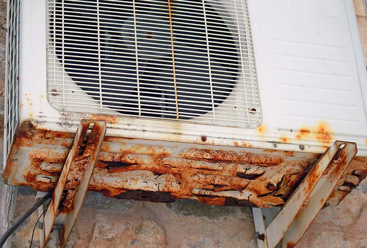 Old air conditioner with corrosion