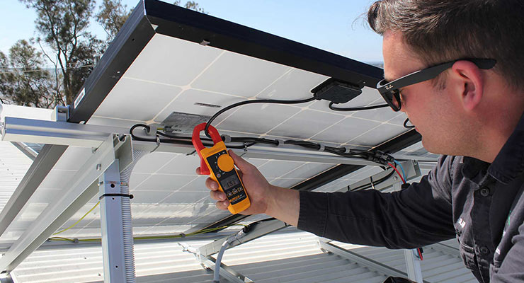 solar panel being serviced