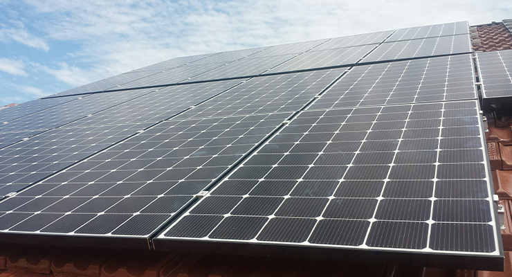Solar panels on roof