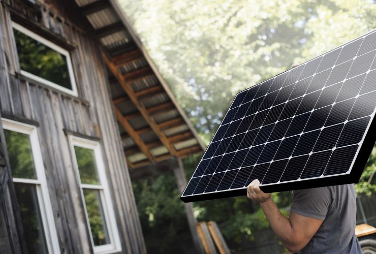 solar panel being carried producing no output