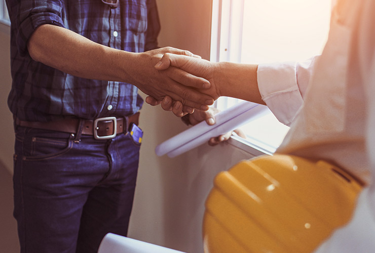 handshake between installer and customer