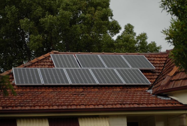 old solar system on roof