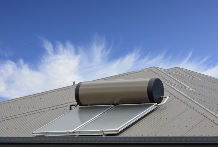 Solar hot water system on roof