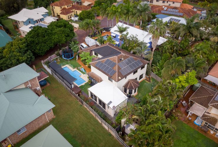 high efficiency solar panels on residential roof