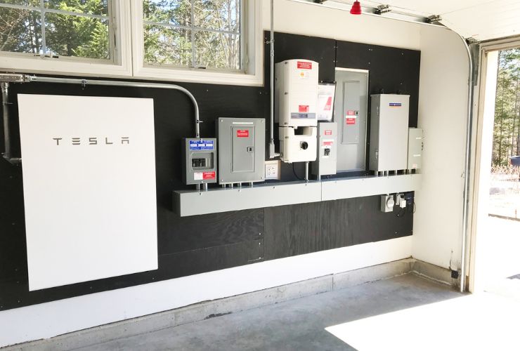 Tesla powerwall installed on wall