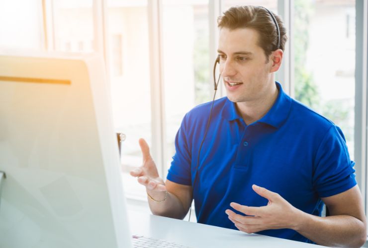 man with headset on call