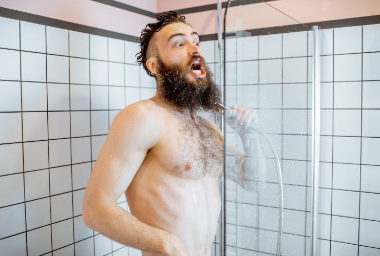 man having a shower 