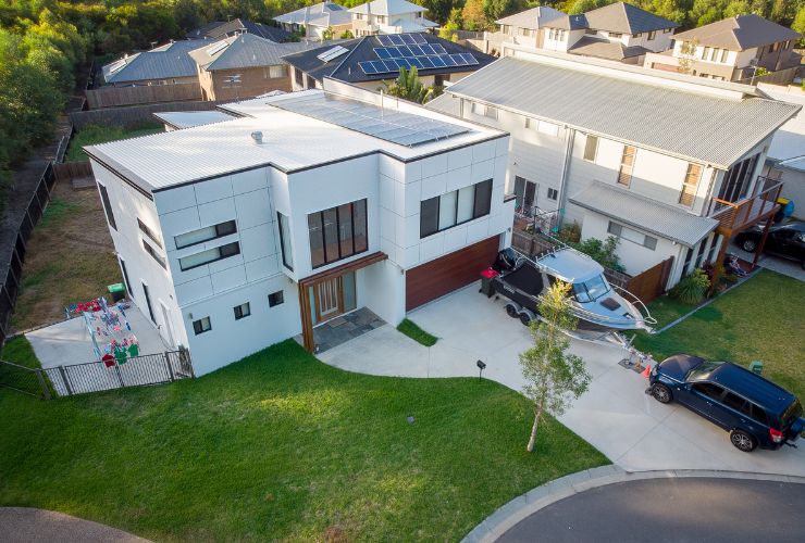 modern house with solar system who avoided solar sharks