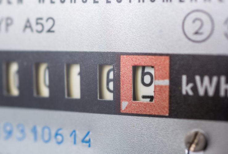 Energy meter showing the kWh as it slowly increases