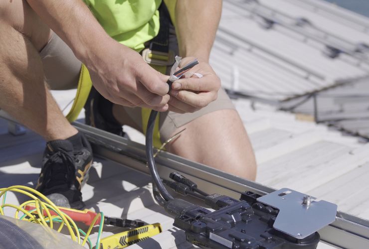 microinverter being installed