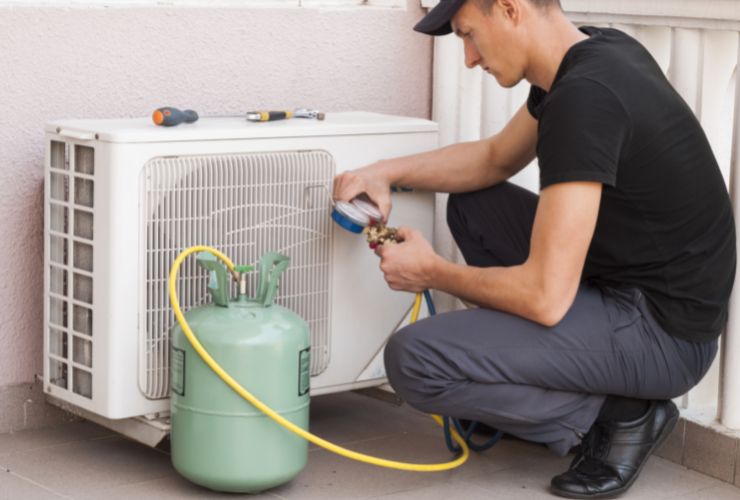 refrigerant being installed in air conditioner