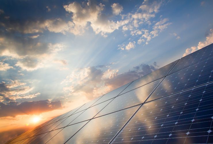 solar panels installed in a landscape position