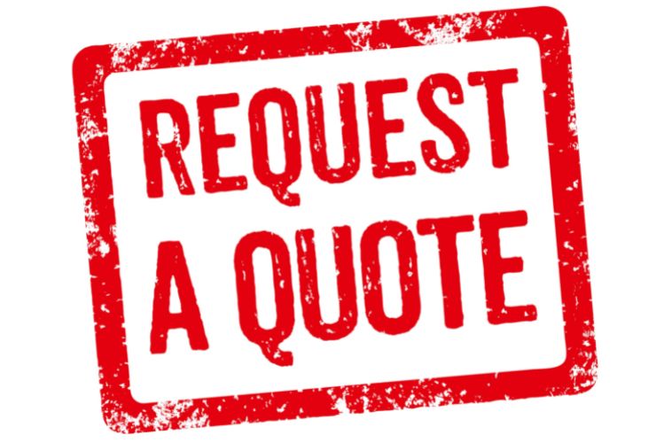 a stamp that says "request a quote"