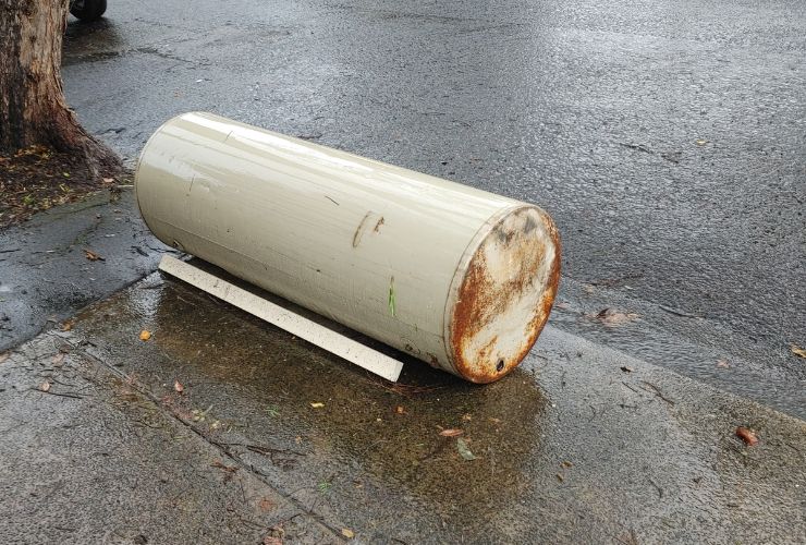 hot water tank on the road