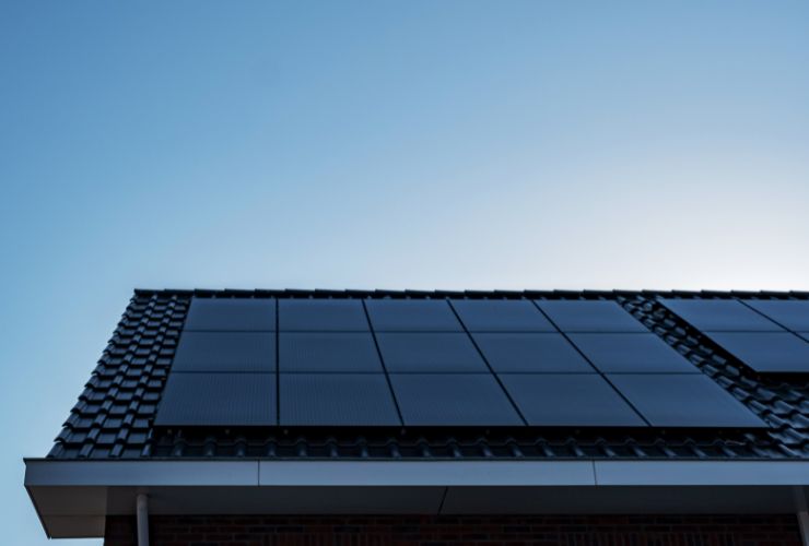Example of black solar panels on roof