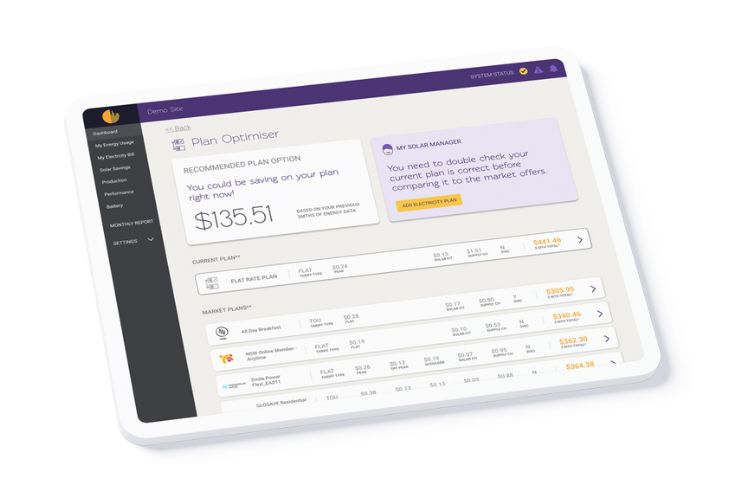 solar analytics dashboard on an ipad