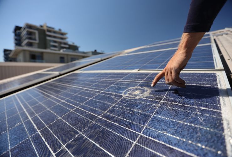 damaged solar panel