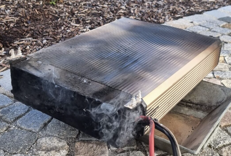 solar battery on fire